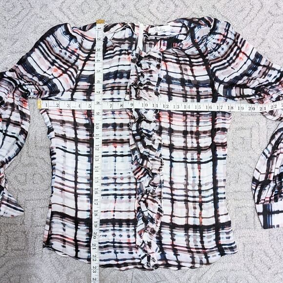 Parker Silk abstract pattern jabea ruffle collar blouse size XS @Z - Picture 6 of 10
